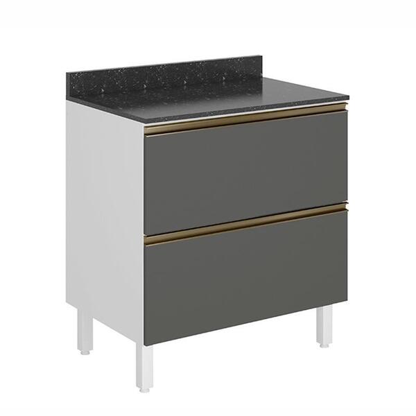 Balcão 2 Gavetões Kali Premium 80cm Com Tampo Mdf 15mm - Nici