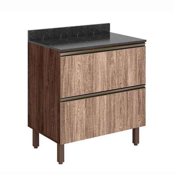 Balcão 2 Gavetões Kali Premium 80cm Com Tampo Mdf 15mm - Nici