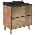 Balcao 2 Gavetoes Vidro Reflecta Mdf Kali Premium 12224x68 Ni