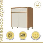 Balcao 2 Portas 1 Gaveta 80cm Condessa 100% Mdf Carvalho/grei