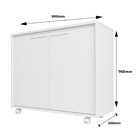 Balcão 2 Portas 1 Prateleira 4 Pés Rodízios Branco Branco