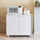 Balcão 2 Portas 1 Prateleira 4 Pés Rodízios Branco Branco