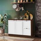 Balcão 2 Portas 2 Gavetas Com Tampo Estilo Americano Nogueira