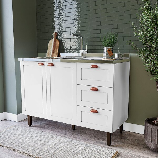 Balcão 2 Portas 3 Gavetas 120 Cm Pérola Yescasa Branco