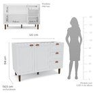 Balcão 2 Portas 3 Gavetas 120 Cm Pérola Yescasa Branco