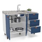 Balcão 2 Portas 3 Gavetas 120 Cm Pérola Yescasa Branco/azul