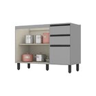 Balcão 2 Portas 3 Gavetas 120cm Belize  Cinza