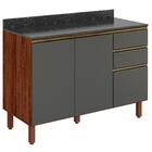 Balcao 2 Portas 3 Gavetas 120cm Com Tampo Mdf Kali Premium 12