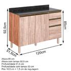 Balcao 2 Portas 3 Gavetas 120cm Com Tampo Mdf Kali Premium 12