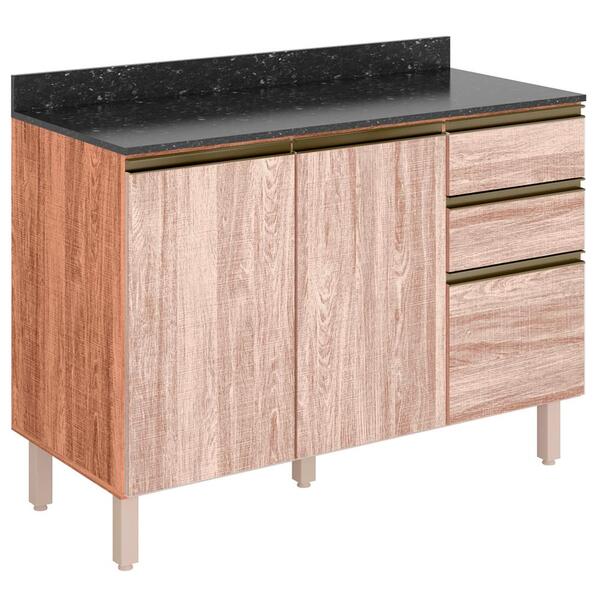 Balcao 2 Portas 3 Gavetas 120cm Com Tampo Mdf Kali Premium 12