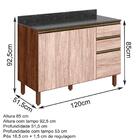 Balcao 2 Portas 3 Gavetas 120cm Com Tampo Mdf Kali Premium 12