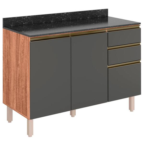 Balcao 2 Portas 3 Gavetas 120cm Com Tampo Mdf Kali Premium 12