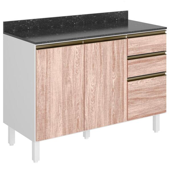 Balcao 2 Portas 3 Gavetas 120cm Com Tampo Mdf Kali Premium 12