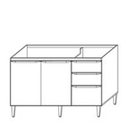 Balcão 2 Portas 3 Gavetas 120cm Laura Cadorin Móveis