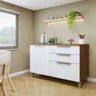 Balcão 2 Portas 3 Gavetas 120cm Texas Carvalho/branco