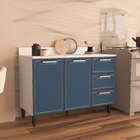Balcão 2 Portas 3 Gavetas 120cm X 92,5cm X 52cm Branco/azul