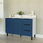 Balcão 2 Portas 3 Gavetas 120x92,5x52cm Branco/azul