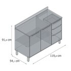 Balcão 2 Portas 3 Gavetas Berlim Chumbo/louro Freijó