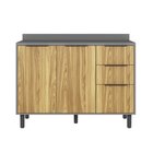 Balcão 2 Portas 3 Gavetas Berlim Chumbo/louro Freijó