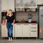 Balcão 2 Portas 3 Gavetas Com Tampo Pérola Chocolate/off White