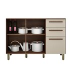 Balcão 2 Portas 3 Gavetas Para Pia Pérola Chocolate/off White