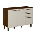 Balcão 2 Portas 3 Gavetas Para Pia Pérola Chocolate/off White