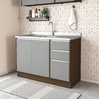 Balcão 2 Portas 3 Gavetas Sem Tampo 120cm Campanele Amêndoa/c