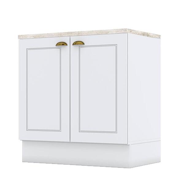 Balcão 2 Portas 80 Cm Americana Branco Com Tampo Cooktop Calc