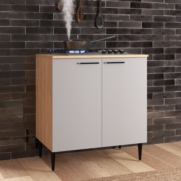 Balcão 2 Portas 80cm Amália Aveiro Oak/cinza Urbano