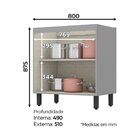 Balcão 2 Portas 80cm Belize Henn Cinza