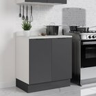 Balcão 2 Portas 80cm Com Tampo Com Rodapé Puxador 150cm Ipane