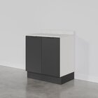 Balcão 2 Portas 80cm Com Tampo Com Rodapé Puxador 150cm Ipane