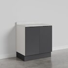 Balcão 2 Portas 80cm Com Tampo Com Rodapé Puxador 150cm Ipane