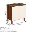 Balcao 2 Portas 80cm Com Tampo Para Cooktop Mdf Kali Premium