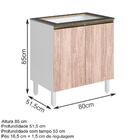 Balcao 2 Portas 80cm Com Tampo Para Cooktop Mdf Kali Premium