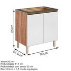 Balcao 2 Portas 80cm Com Tampo Para Cooktop Mdf Kali Premium