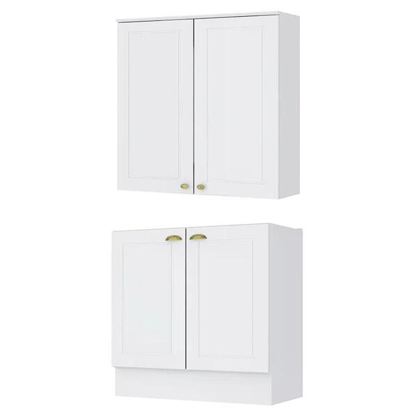 Balcão 2 Portas 80cm E Aéreo 2 Portas Americana - Móveis Henn