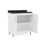 Balcão 2 Portas Branco com Tampo Preto Florida