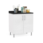 Balcão 2 Portas Branco com Tampo Preto Florida