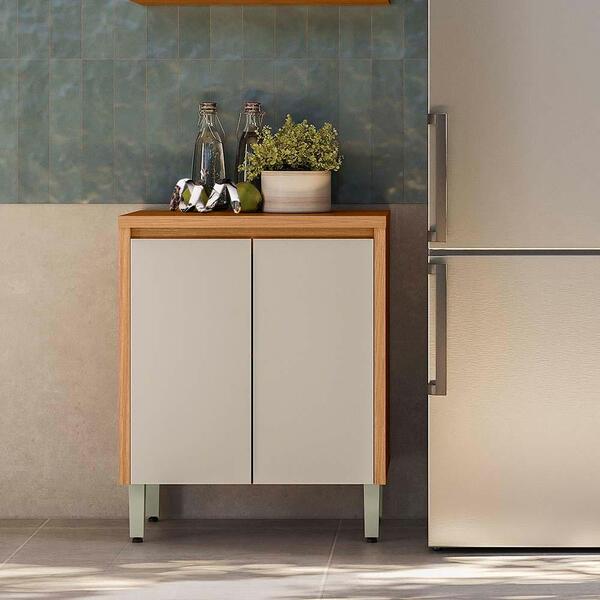 Balcão 2 Portas Com Tampo 70 Cm Nature Off White Michelangelo