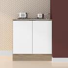 Balcão 2 Portas Cooktop 0,80cm Com Tampo Grifo Carvalho Oak/b