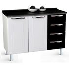 Balcão 2 Portas E 4 Gavetas Ipanema - Colormaq - Branco / Pre