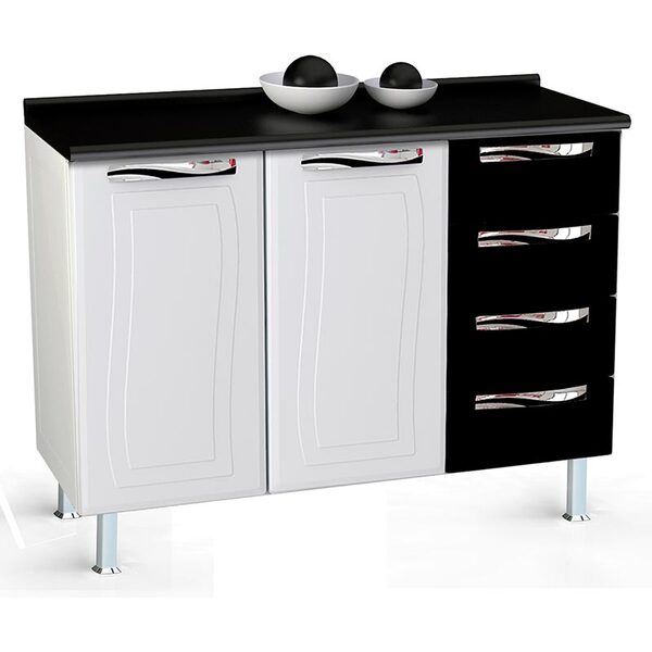 Balcão 2 Portas E 4 Gavetas Ipanema - Colormaq - Branco / Pre