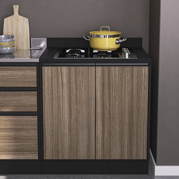 Balcão 2 Portas Mali Politorno Preto/castanho