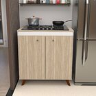 Balcão 2 Portas Para Cooktop 4 Bocas Carvalho / Branco