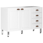 Balcão 120cm 2 Portas 4 Gavetas Branco 82,5x120x53cm Cristal-Suprema Luciane