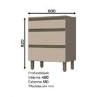 Balcão 3 Gavetas 60cm Évelin Com Tampo - Móveis Henn