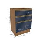 Balcão 3 Gavetas Kappesberg Celeste 100% Mdf Nogueira/azul Pr