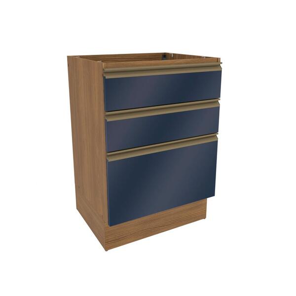 Balcão 3 Gavetas Kappesberg Celeste 100% Mdf Nogueira/azul Pr
