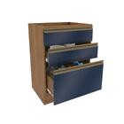 Balcão 3 Gavetas Kappesberg Celeste 100% Mdf Nogueira/azul Pr